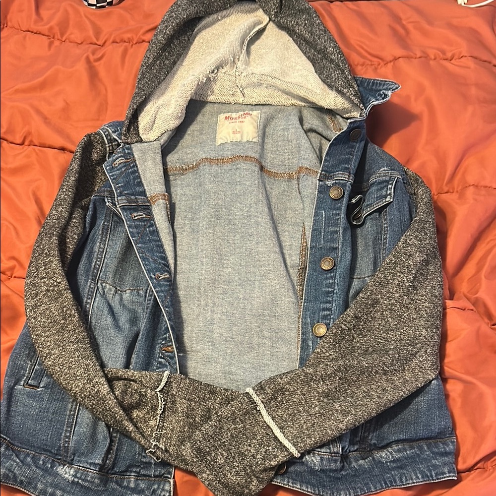 Mossimo Supply Co. Blue Denim Jacket with Gray Sleeves